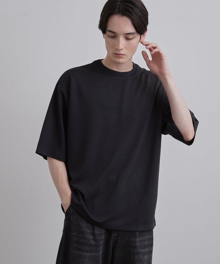 tk.TAKEO KIKUCHI 【接触冷感】配色ダンボールカットソー ティーケータケオキクチ トップス カットソー・Tシャツ グリーン ブラック ホワイト