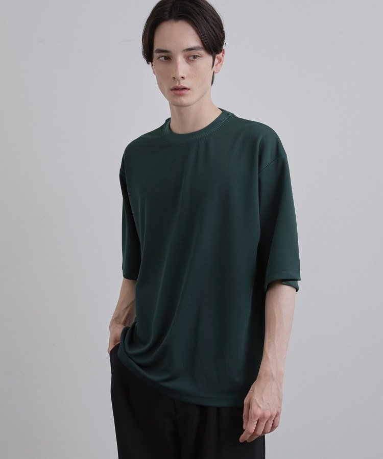 tk.TAKEO KIKUCHI 【接触冷感】配色ダンボールカットソー ティーケータケオキクチ トップス カットソー・Tシャツ グリーン ブラック ホワイト