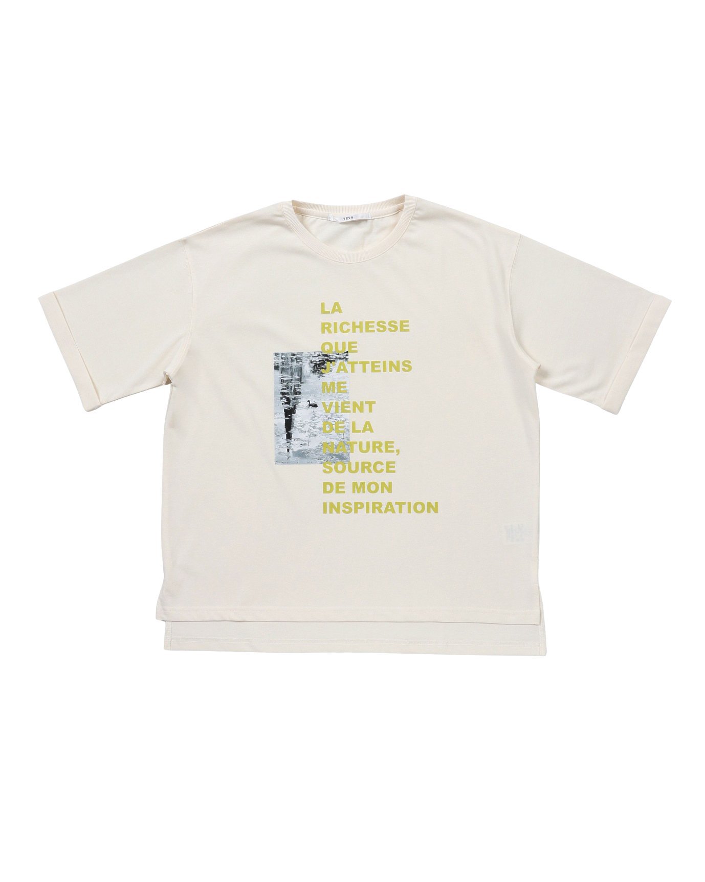 YEVS フォト 配色ロゴ プリントTシャツ 半袖 大人カジュアル 接触冷感 吸水速乾 レディース イーブス トップス カットソー・Tシャツ ホワイト ブラック