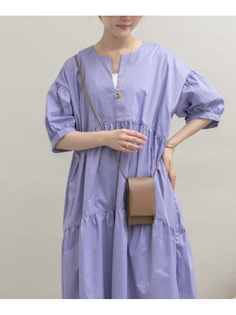 【SALE／50%OFF】URBAN RESEARCH Lab. スキッパーティアードワンピース アーバンリサーチ ワンピース ワンピースその他 パープル ベージュ ネイビー【送料無料】