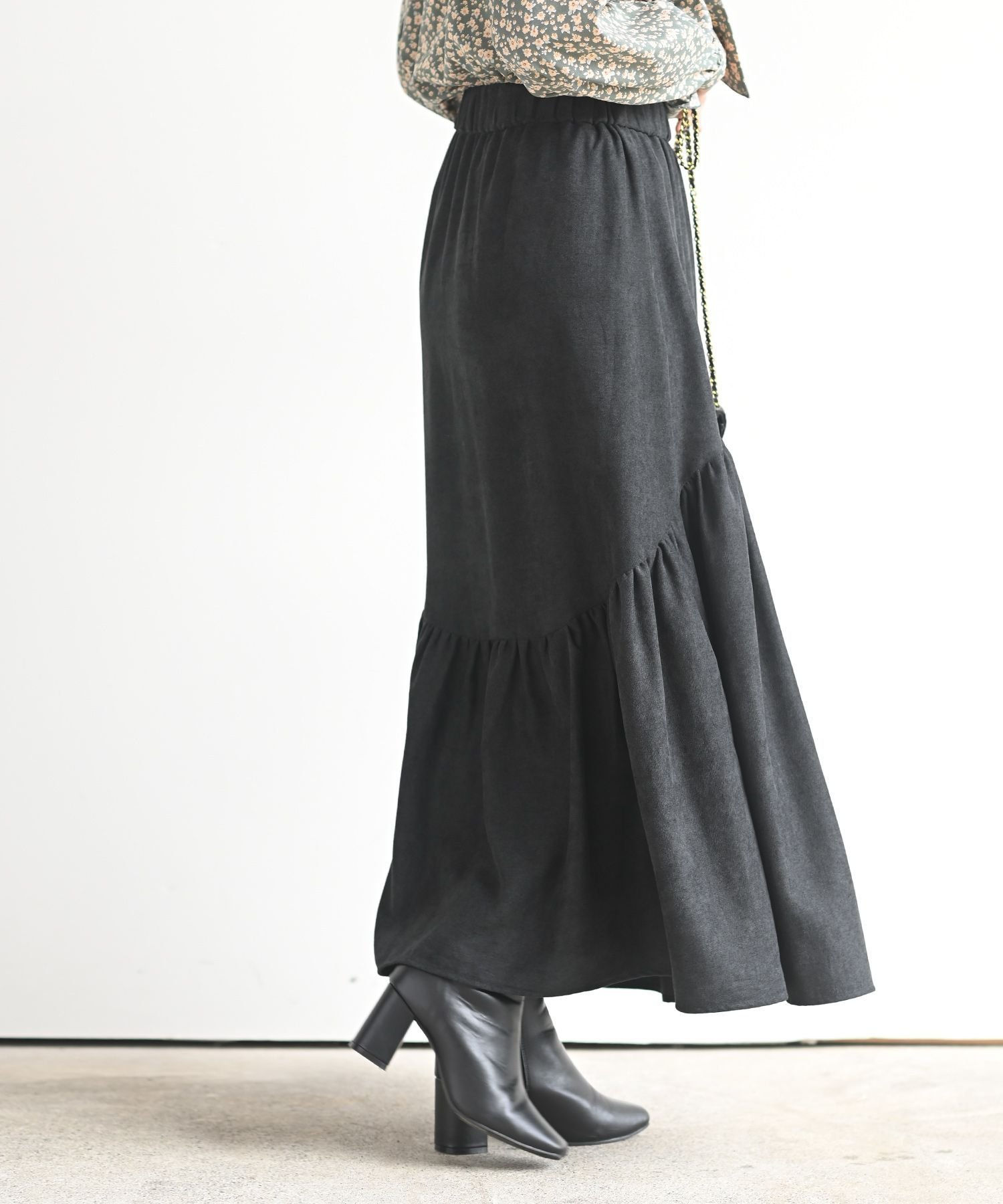 rps アシンメトリーティアードスカート アールピーエス スカート ロング・マキシスカート レッド ブラウン ブラック グリーンのサムネイル