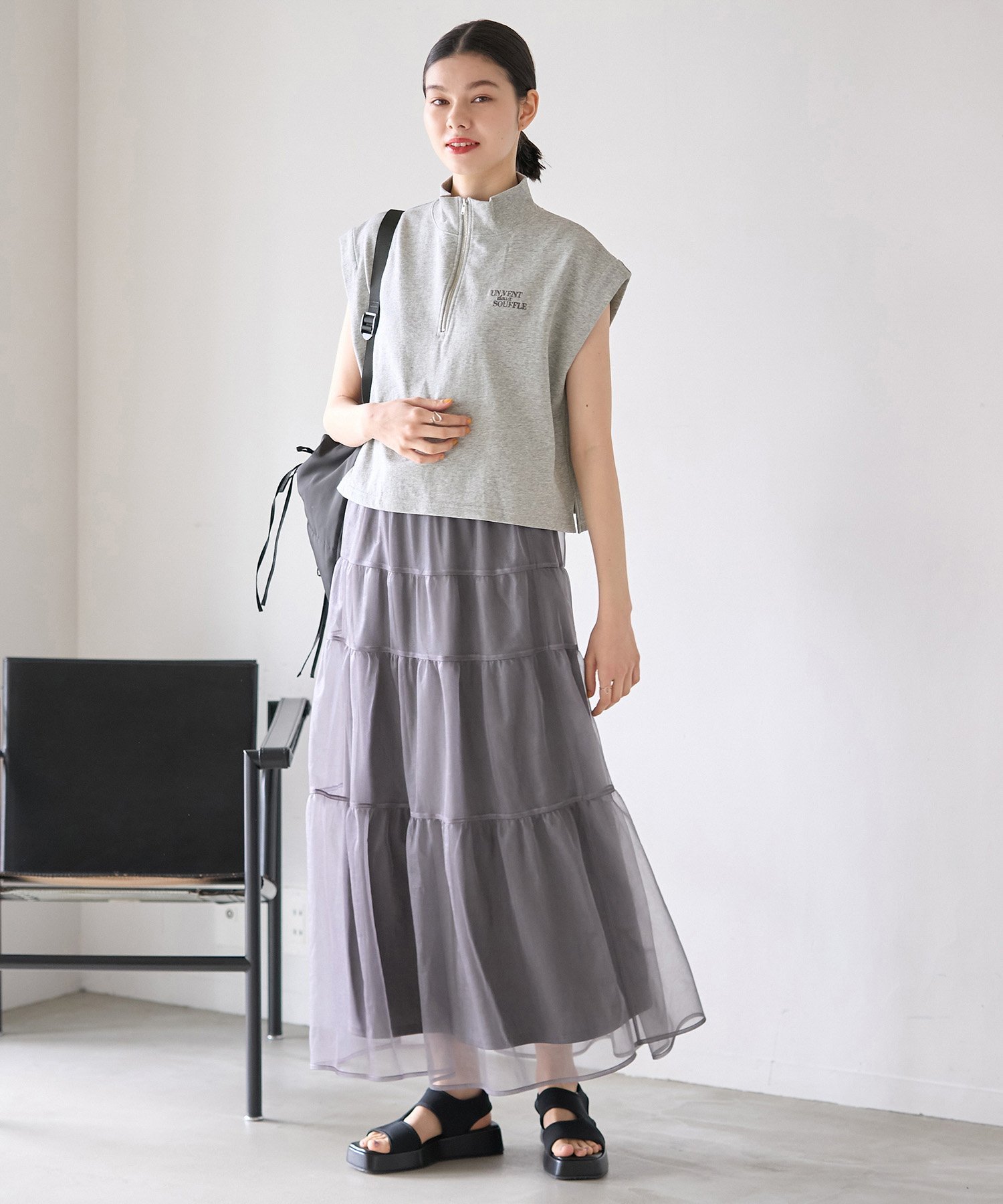 【SALE／70%OFF】ROPE' PICNIC R セットアップ対応/ロゴ刺繍ハーフジッププルオーバー ロペピクニック トップス カットソー・Tシャツ ホワイト グレー