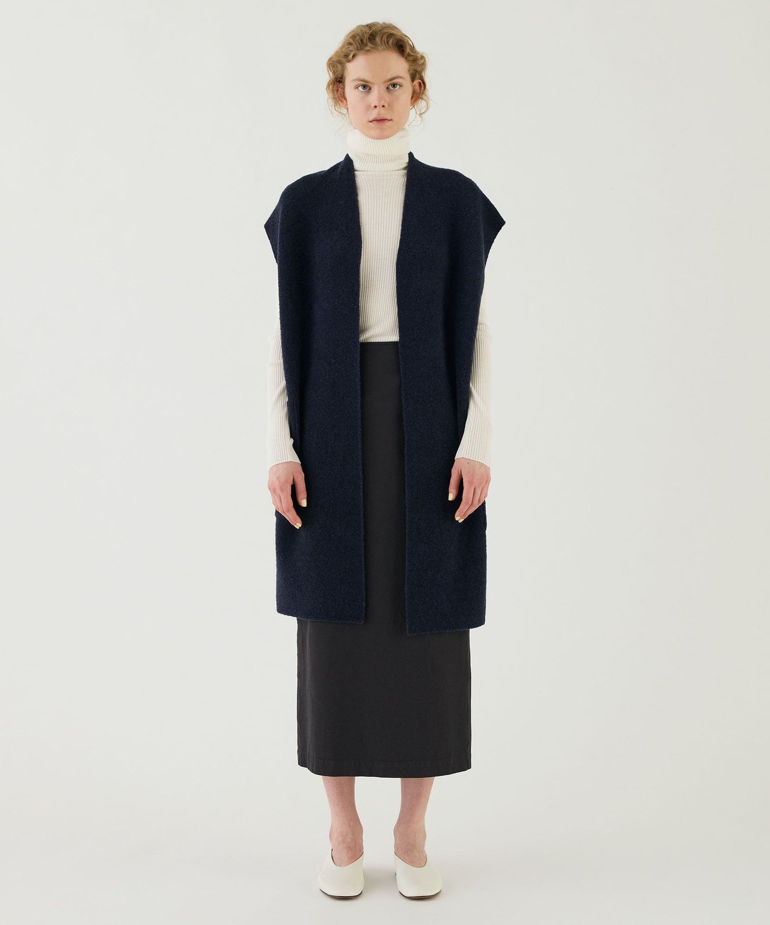 【SALE／50%OFF】GALERIE VIE ブークレダブルフェイス ミドルジレ トゥモローランド トップス ベスト・ジレ ネイビー【送料無料】