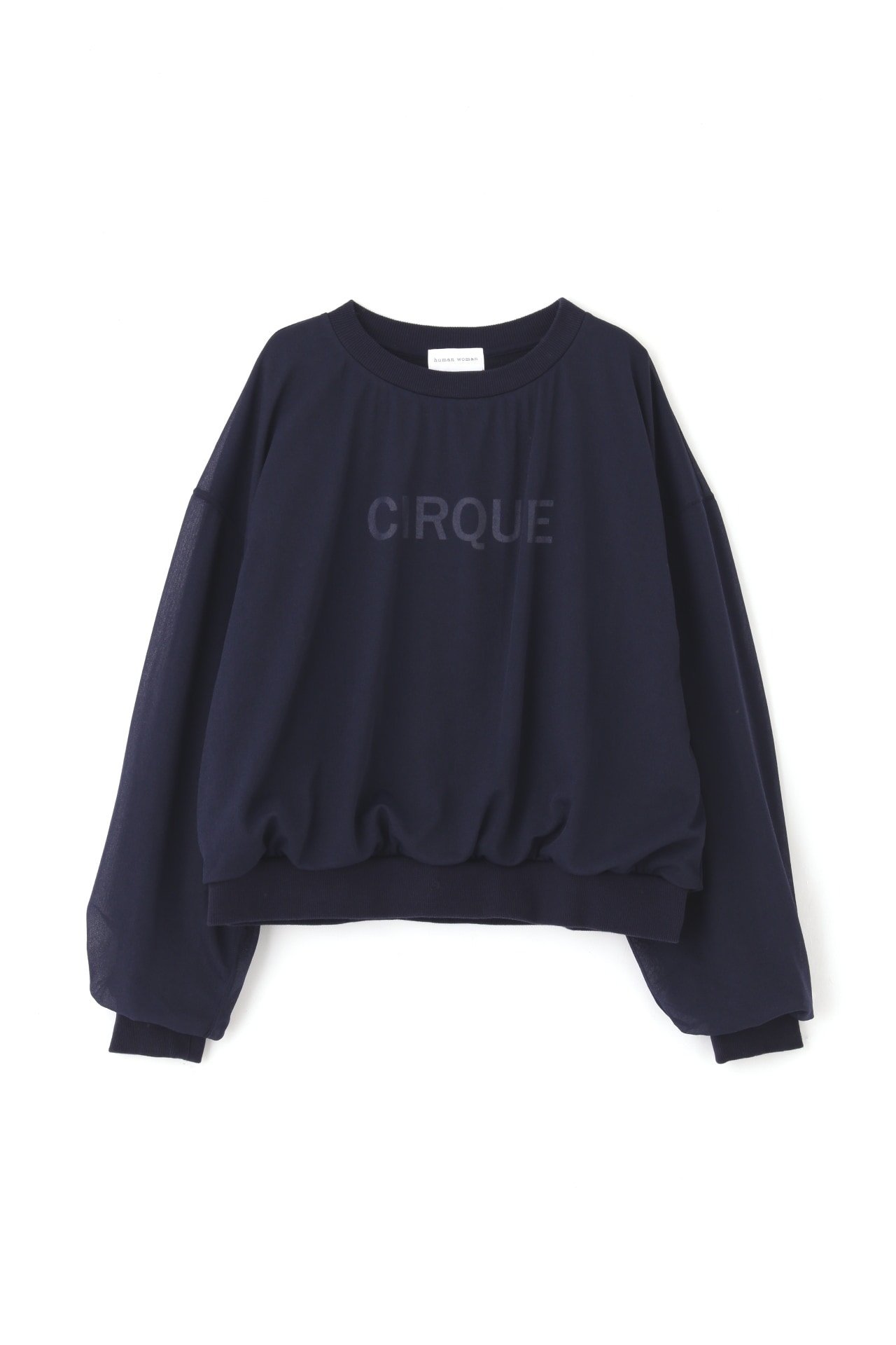 【SALE／60%OFF】human woman ◆裏毛ロゴスウェットシアー重ね ヒューマン ウーマン トップス カットソー・Tシャツ ネイビー ホワイト【送料無料】