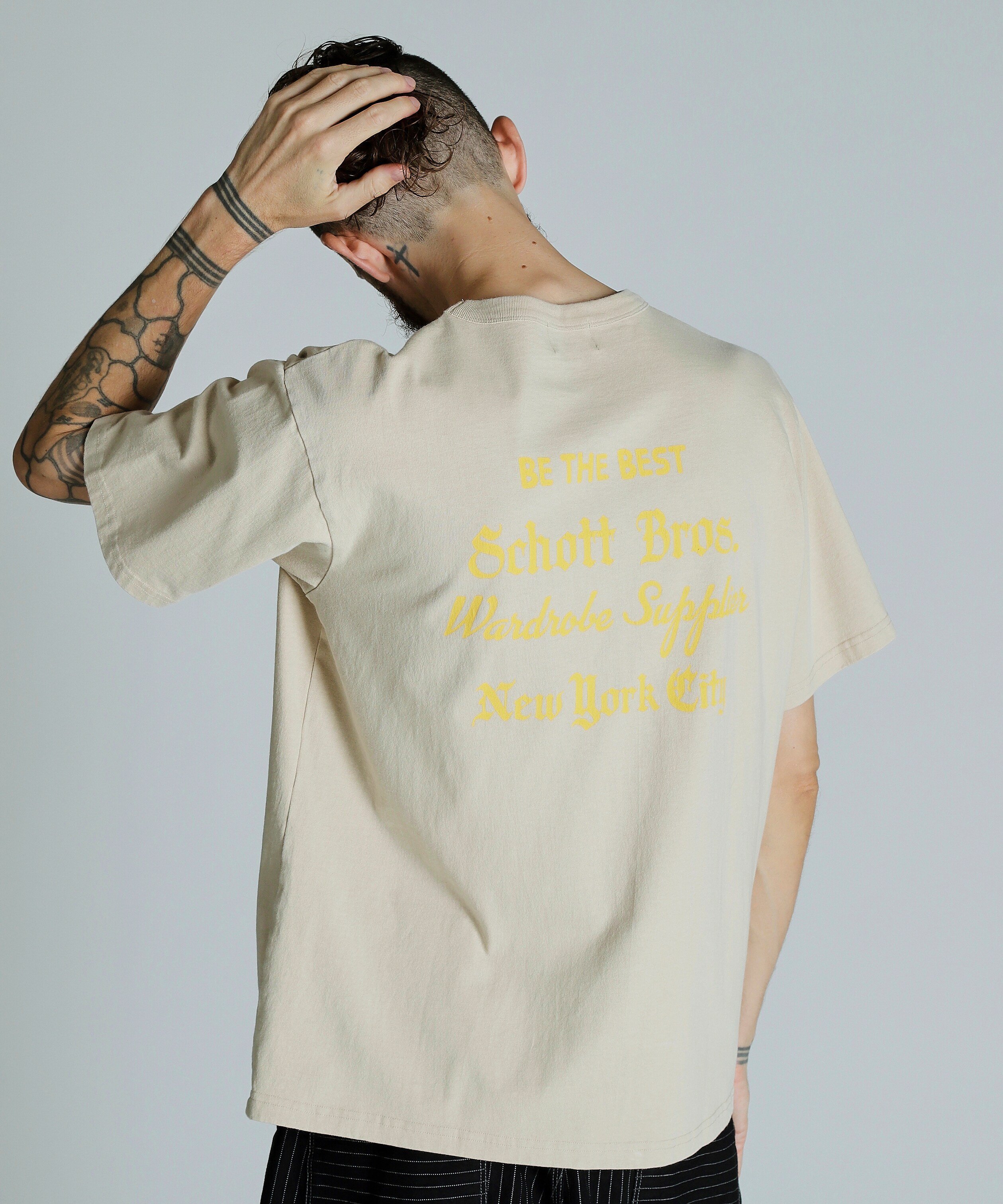 【SALE／20%OFF】Schott SNOWWASH T-SHIRT ADVERTISEMENT/スノーウォッシュ Tシャツ アドバタイズメント ショット トップス カットソー・Tシャツ ホワイト ベージュ ブラック【送料無料】