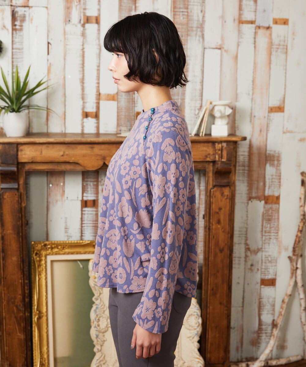 Jocomomola Paseo de las flores フラワージャカードカットソー ホコモモラ トップス カットソー・Tシャツ ブルー ブラック