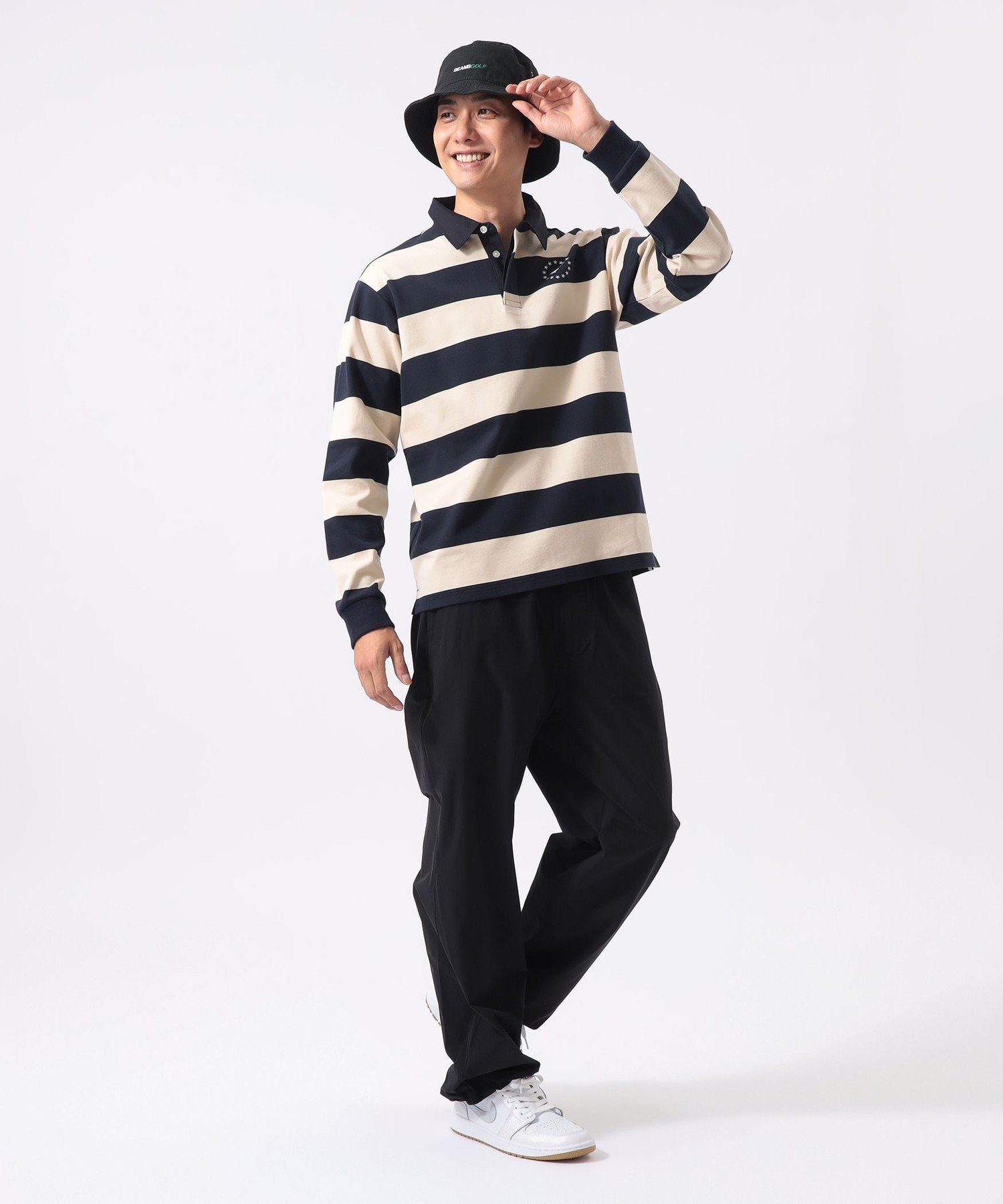 BEAMS GOLF ORANGE LABEL ORANGE LABEL / ボーダー ロングスリーブ シャツ ビームス ゴルフ トップス ポロシャツ ホワイト グリーン【送料無料】