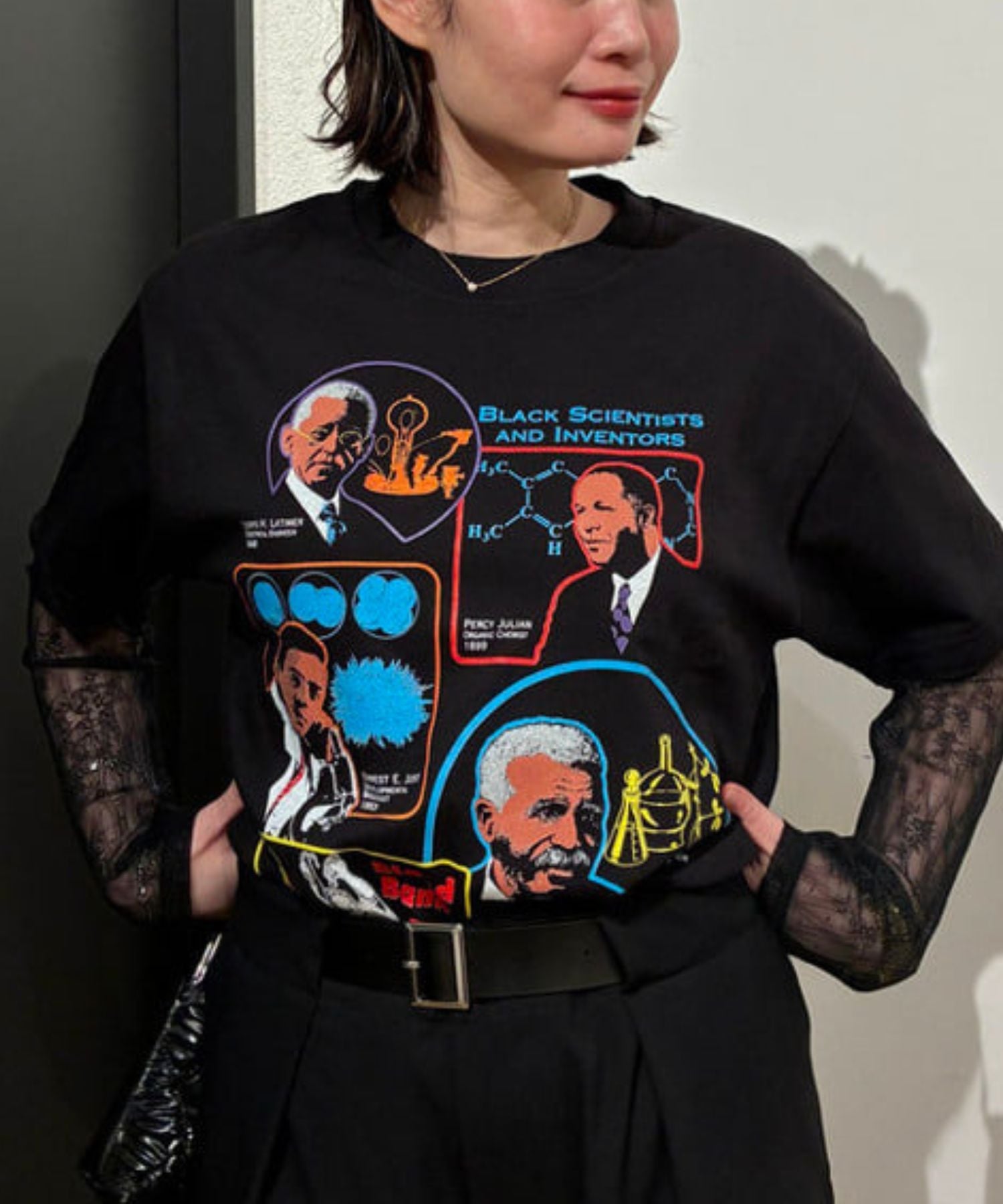 BEAMS BOY Cotton Expressions / SCIENTISTS TEE ビームス ウイメン トップス カットソー・Tシャツ ブラック【送料無料】