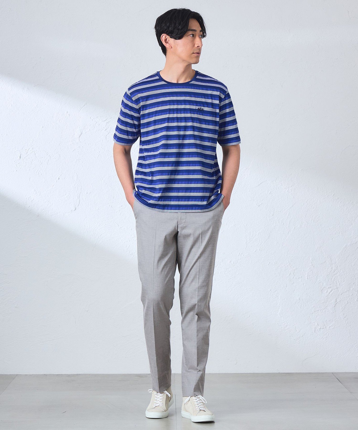 【ウォッシャブル】【Adjustable Fit】CoolMotionシャークスキントラウザース ベイカー・ストリート パンツ スラックス・ドレスパンツ グレー ベージュ