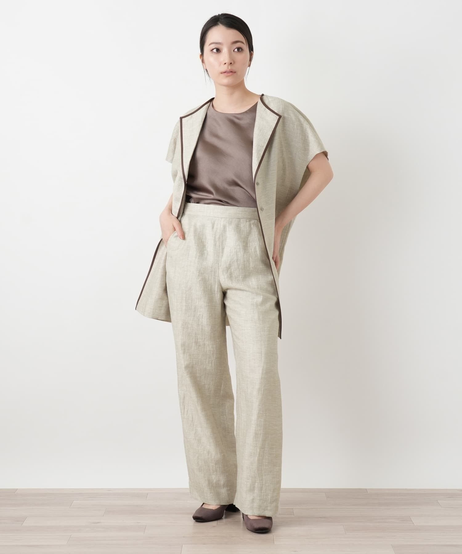 Leilian ワッシャーワイドパンツ【ROCHAS Premiere】 レリアン パンツ その他のパンツ ベージュ