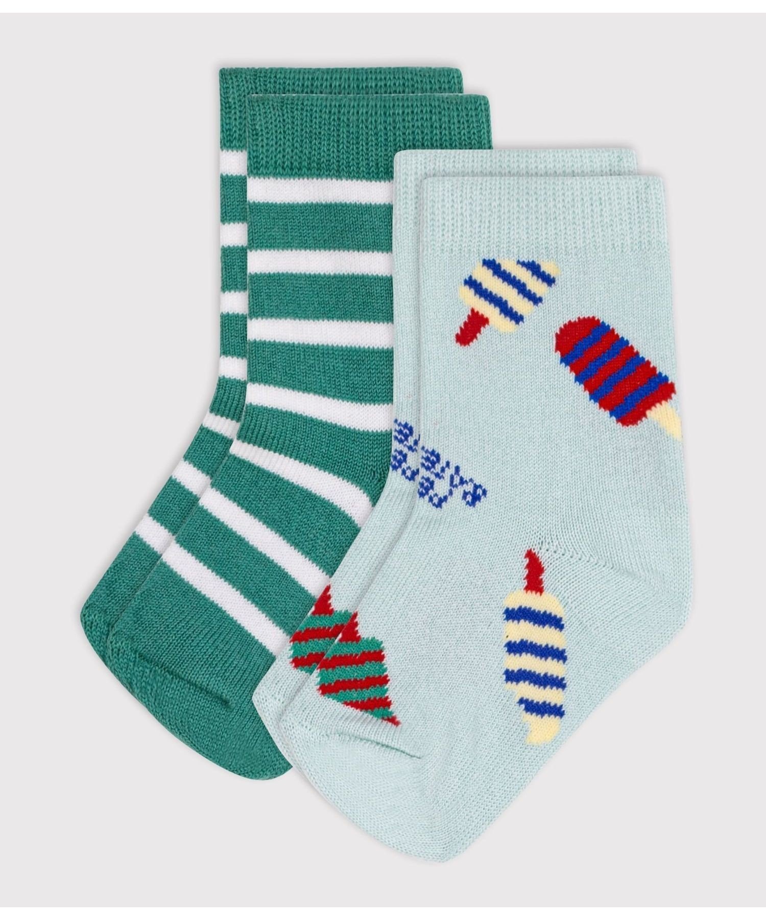 PETIT BATEAU 柄入りソックス2枚組 プチバトー 靴下・レッグウェア 靴下
