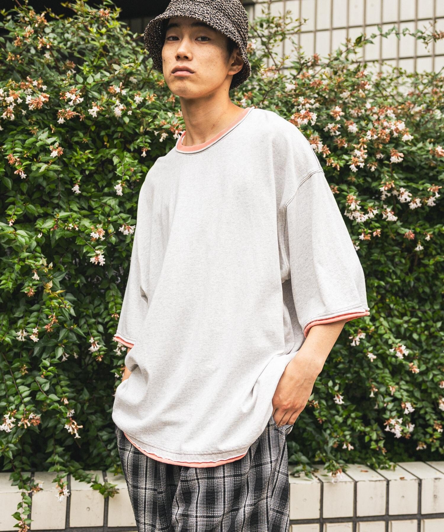 niko and ... ルーズネックレイヤードTシャツ ニコアンド トップス カットソー・Tシャツ ホワイト ブラック レッド グレー