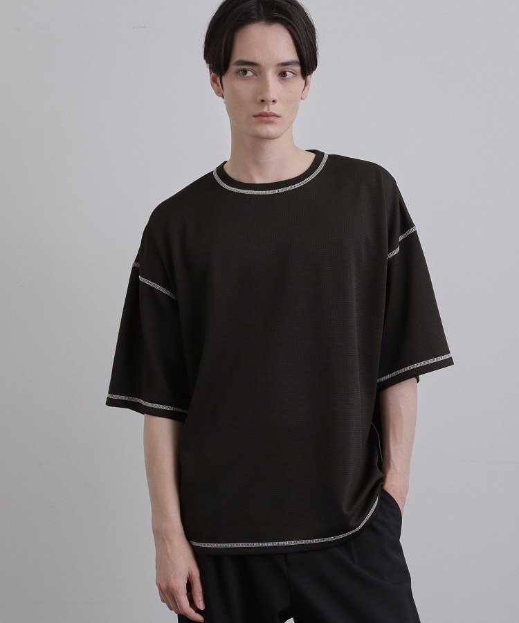 tk.TAKEO KIKUCHI 【気化熱冷却/涼しい】ワッフルカットソー ティーケータケオキクチ トップス カットソー・Tシャツ ブラック ホワイト