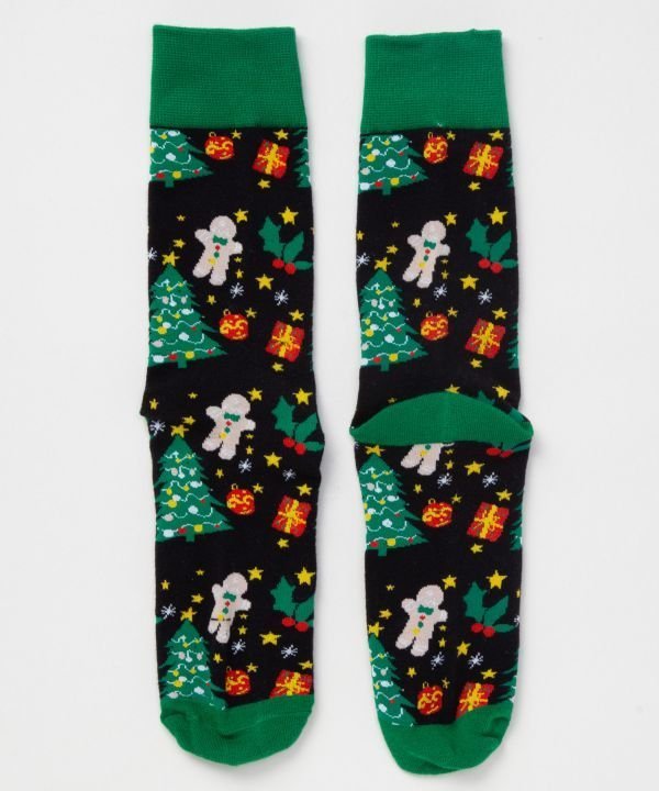 欧州航路 【欧州航路】クリスマスソックス(23-26cm) アミナコレクション 靴下・レッグウェア 靴下 ブラック ホワイト