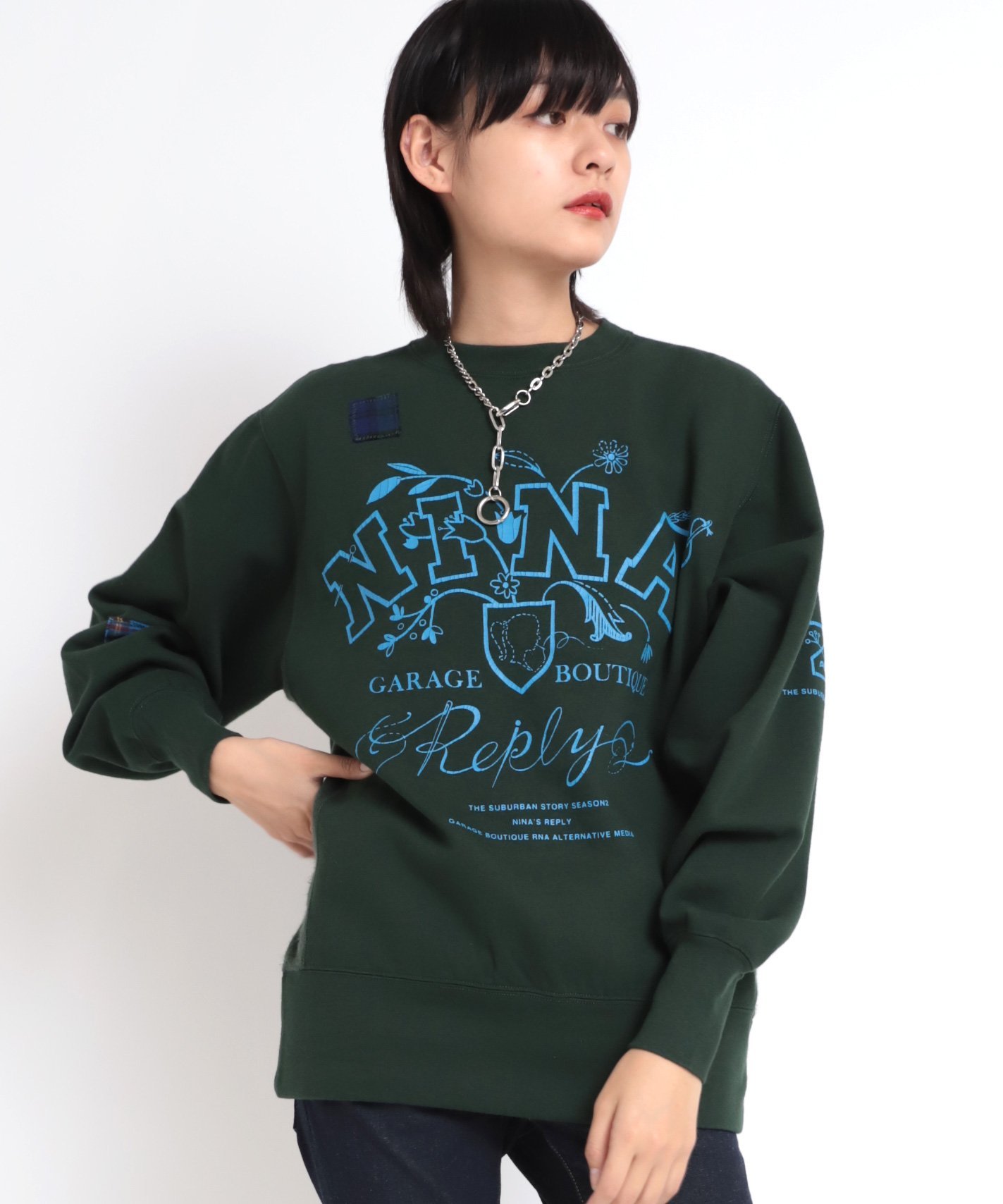 楽天Rakuten Fashion【SALE／40％OFF】RNA M1792 リメイクカレッジトレーナー アールエヌエー トップス スウェット・トレーナー グリーン レッド ブラック【送料無料】