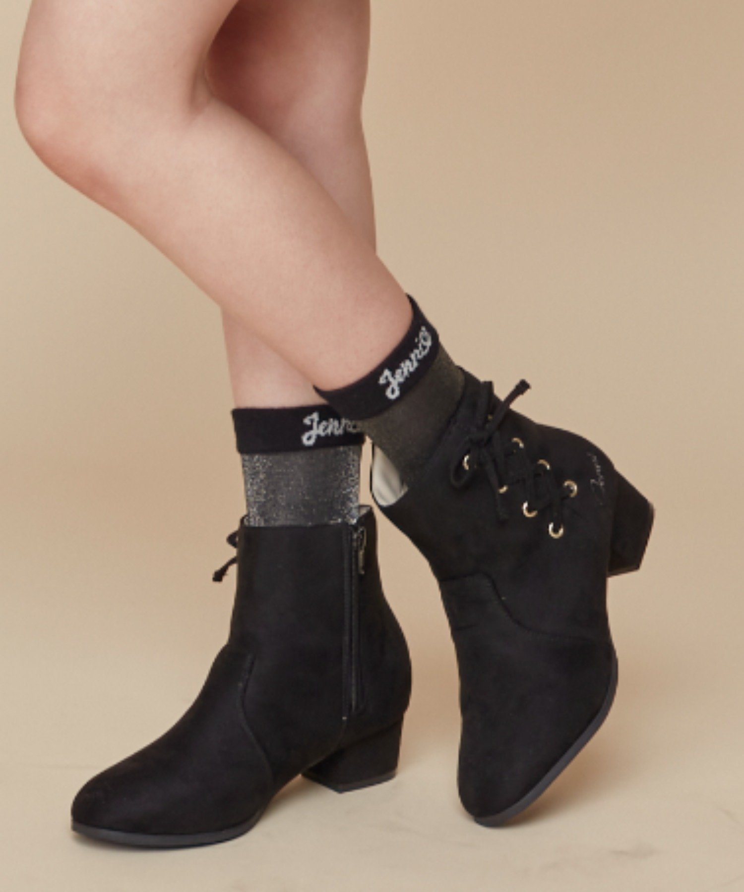 JENNI サイドレースアップショートブーツ ジェニィオンラインショップ シューズ・靴 ブーツ ブラック ベージュ レッド【送料無料】のサムネイル