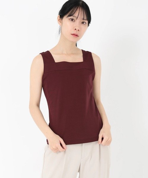 STRAWBERRY-FIELDS フライスタンクトップ ストロベリーフィールズ トップス カットソー・Tシャツ ブラック オレンジ ホワイト