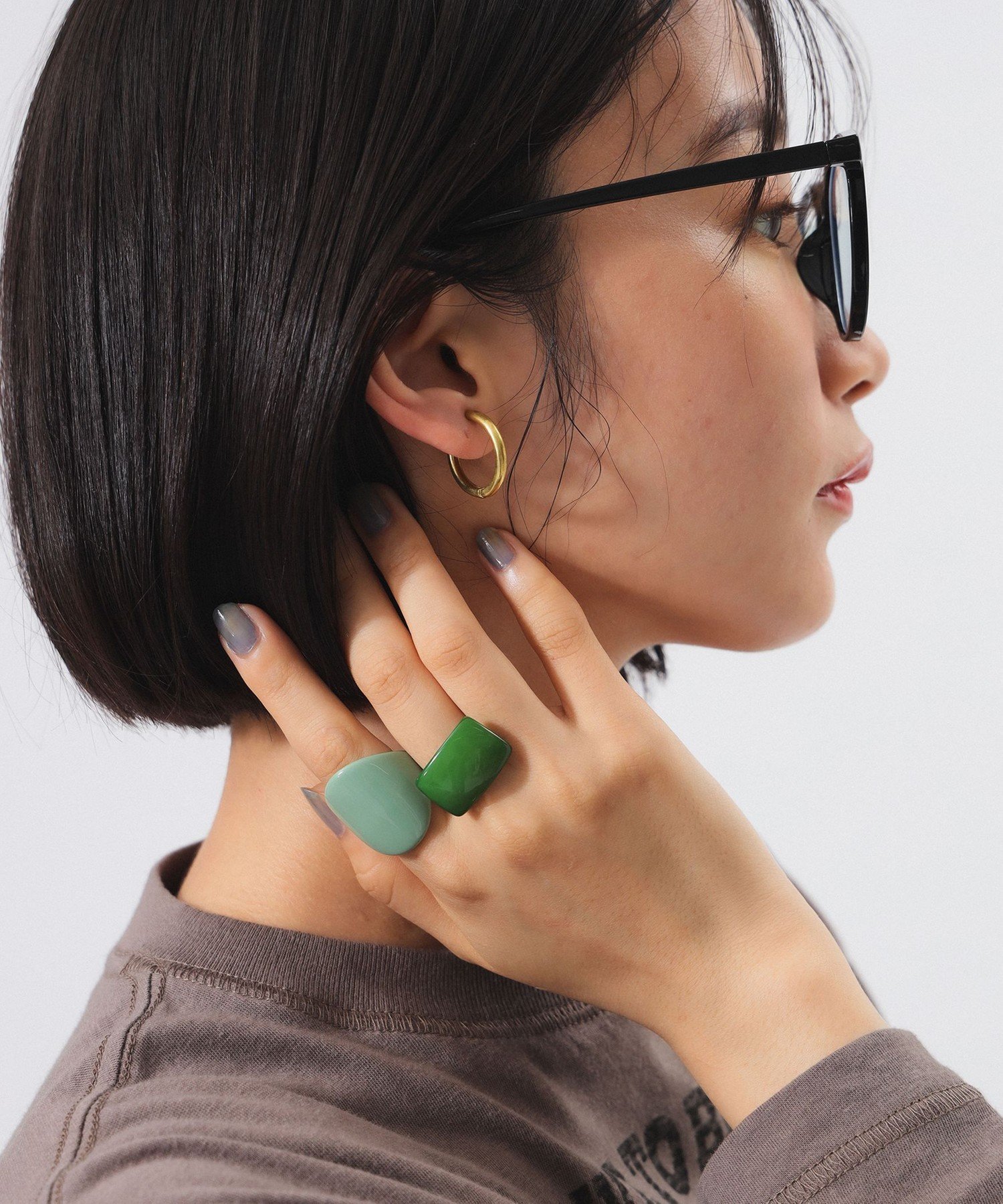 BEAMS BOY レトロ 樹脂 リング 2セット ビームス ウイメン アクセサリー・腕時計 その他のアクセサリー・腕時計 ホワイト グリーン