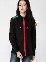 【SALE/60%OFF】BENETTON (UNITED COLORS OF BENETTON) (W)コットンフライフロント比翼パッチポケットブラウス・シャツ ベネトン(ユナイテッド カラーズ オブ ベネトン) シャツ/ブラウス 長袖シャツ ブラック ホワイト【送料無料】