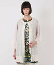 【SALE/30%OFF】HIROKO BIS(小さいサイズ) 【小さいサイズ】ネックステッチデザインカーディガン メゾンドゥサンク トップス カーディガン ベージュ グリーン ブラック【送料無料】(4)