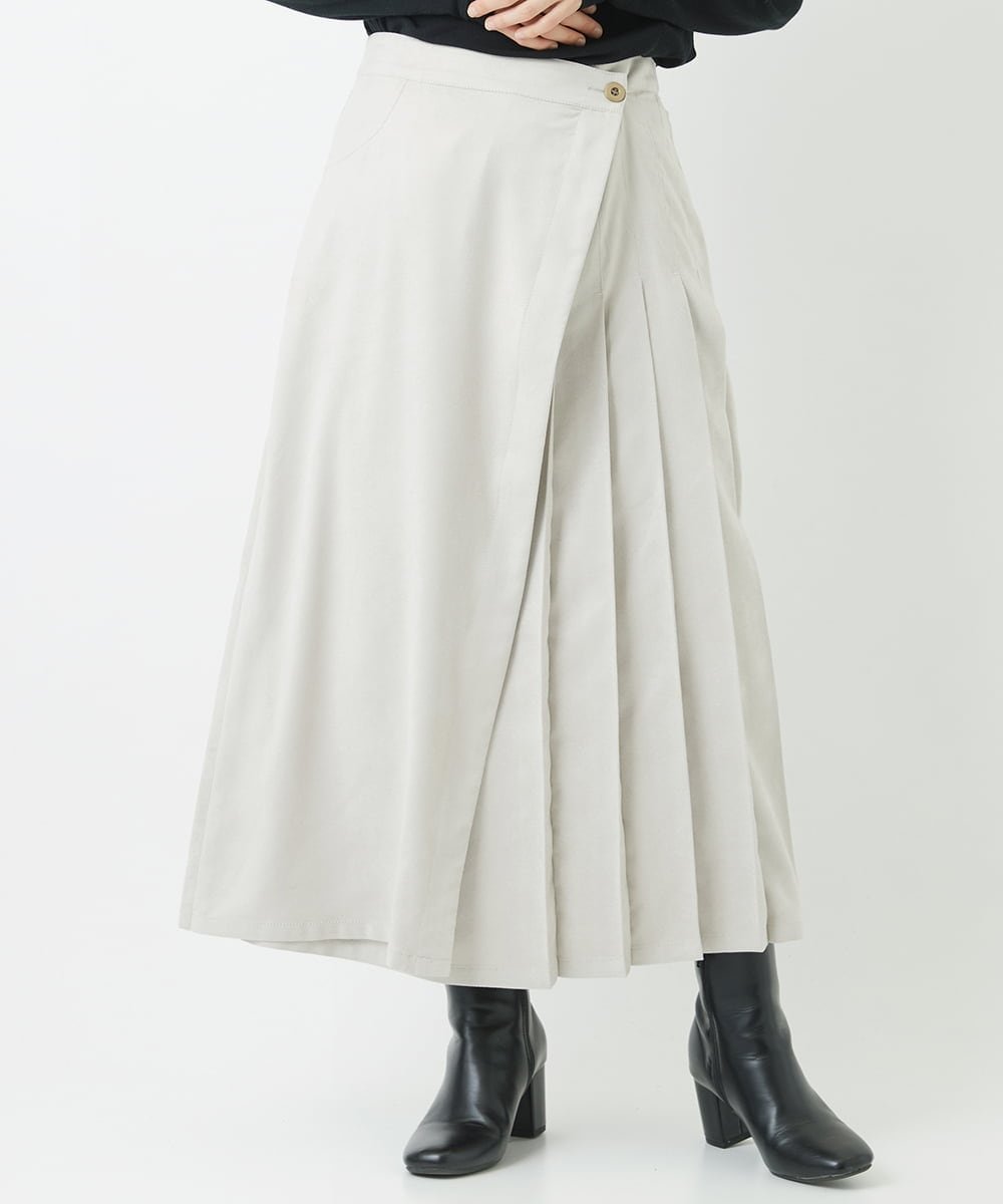 【SALE/50%OFF】GEORGES RECH(小さいサイズ) フェイクスエードラッププリーツスカート メゾンドゥサンク スカート その他のスカート ホワイト【送料無料】