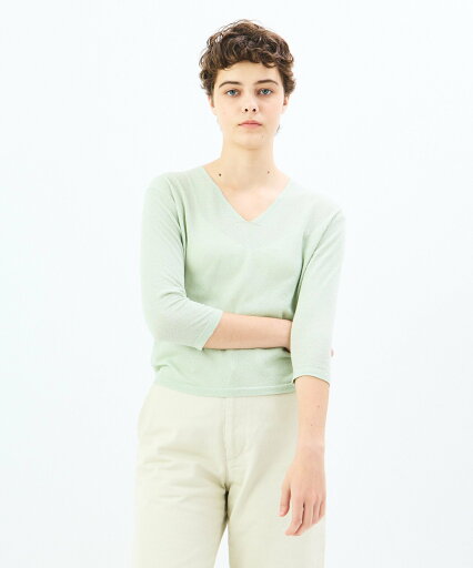 Bshop ORCIVAL | ブークレ ショートスリーブプルオーバー WOMEN ビショップ トップス ニット グレー【送料無料】 Bshop ORCIVAL | ブークレ ショートスリーブプルオーバー WOMEN ビショップ トップス ニット グレー【送料無料】
