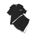 branshes 【WEB限定/DRC】サイドライン切替セットアップ ブランシェス トップス カットソー・Tシャツ ブラック カーキグリーン