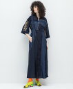 AULA AILA LACE MIX JUMPER SKIRT アウラアイラ ワンピース・ドレス ジャンパースカート ブラック ネイビー【送料無料】