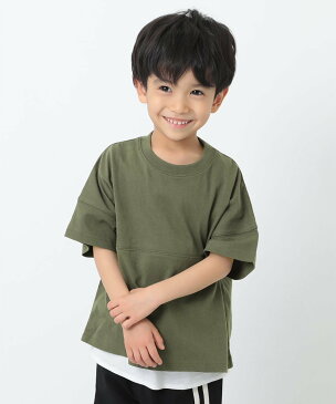 devirock バックロゴプリントTシャツ 男の子 女の子 ベビー ビッグシルエット トップス 半袖 半そで デビロックストア 子供服 キッズ デビロック カットソー Tシャツ カーキ ネイビー パープル ブラック ブルー ホワイト