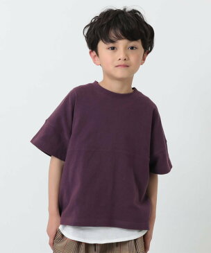 devirock バックロゴプリントTシャツ 男の子 女の子 ベビー ビッグシルエット トップス 半袖 半そで デビロックストア 子供服 キッズ デビロック カットソー Tシャツ カーキ ネイビー パープル ブラック ブルー ホワイト