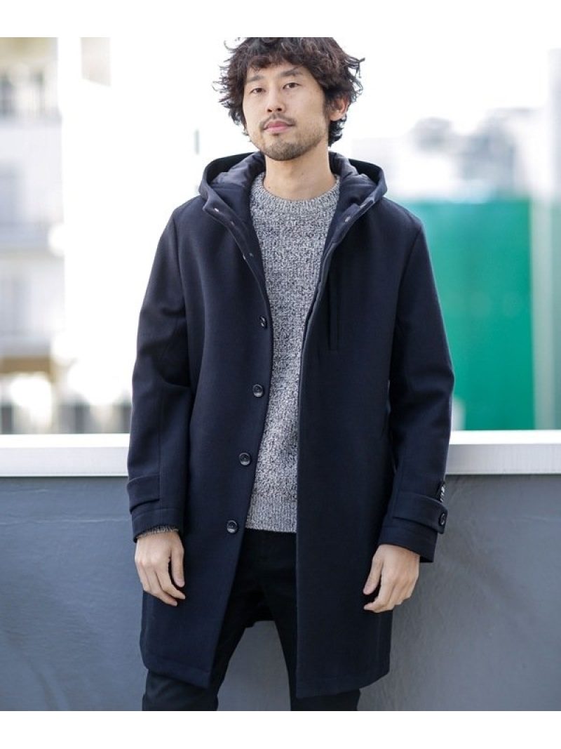 【SALE／40%OFF】NANO universe 《WEB限定》SUPER100'S メルトンフードコート ナノユニバース ジャケット・アウター その他のジャケット・アウター グレー ネイビー カーキグリーン ブラック【送料無料】のサムネイル