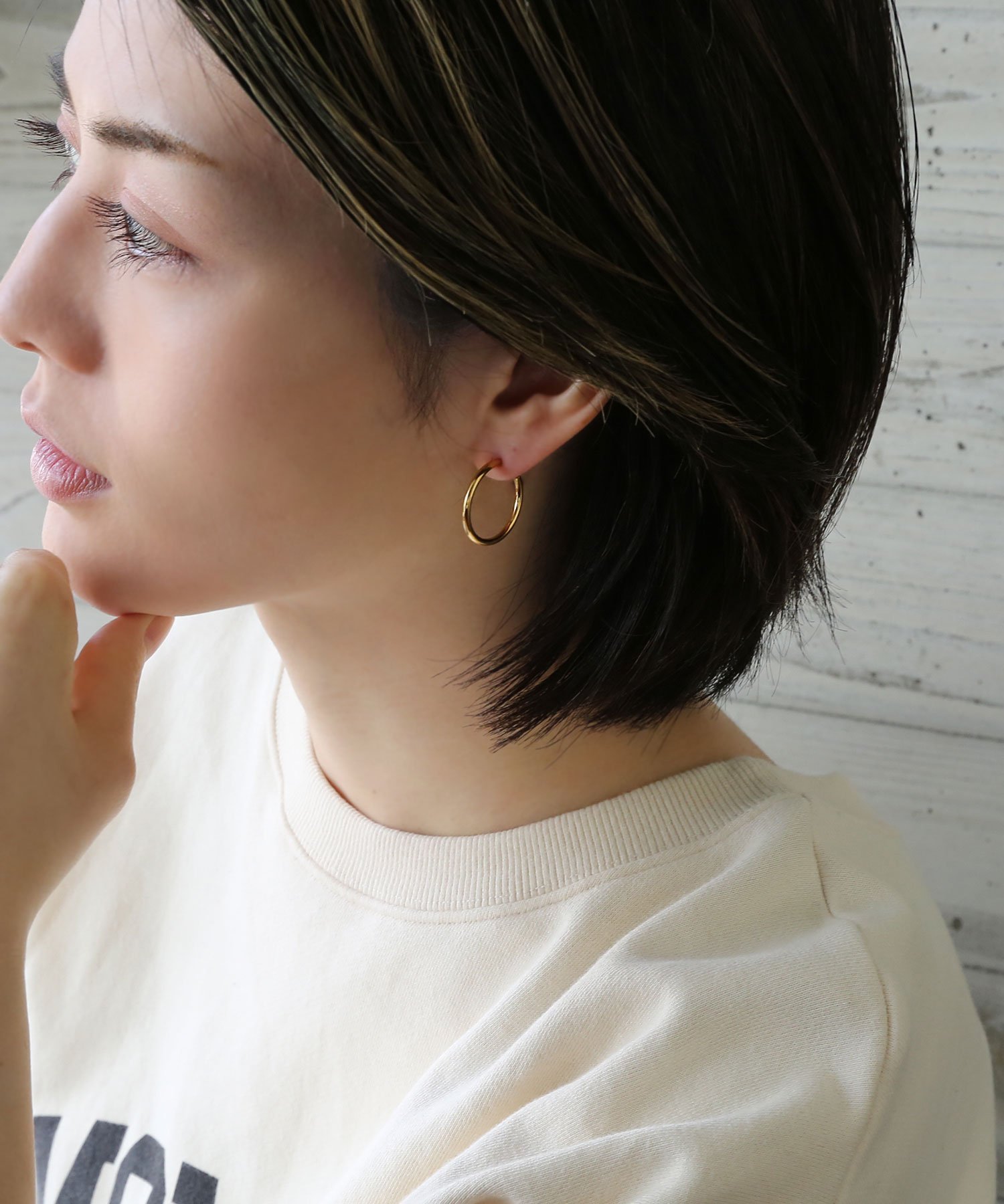 colleca la [stainless]ステンレス・パイプフープイヤリング＜金属アレルギー対応＞ コレカラ アクセサリー・腕時計 イヤリング・イヤーカフ ゴールド シルバー