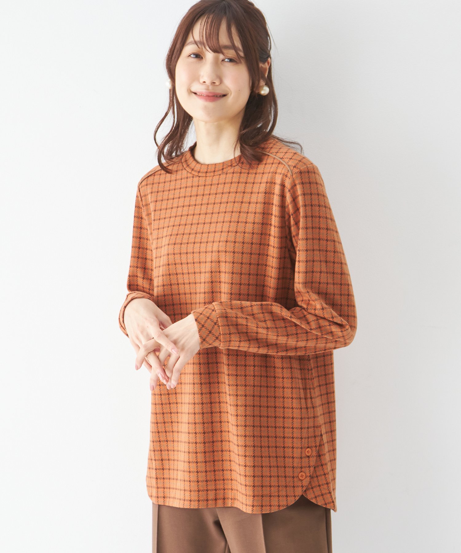 DECOY SINCE 1981 サイドボタンチュニックプルオーバー デコイシンス1981 トップス カットソー・Tシャツ オレンジ ブラウン ネイビー【送料無料】のサムネイル