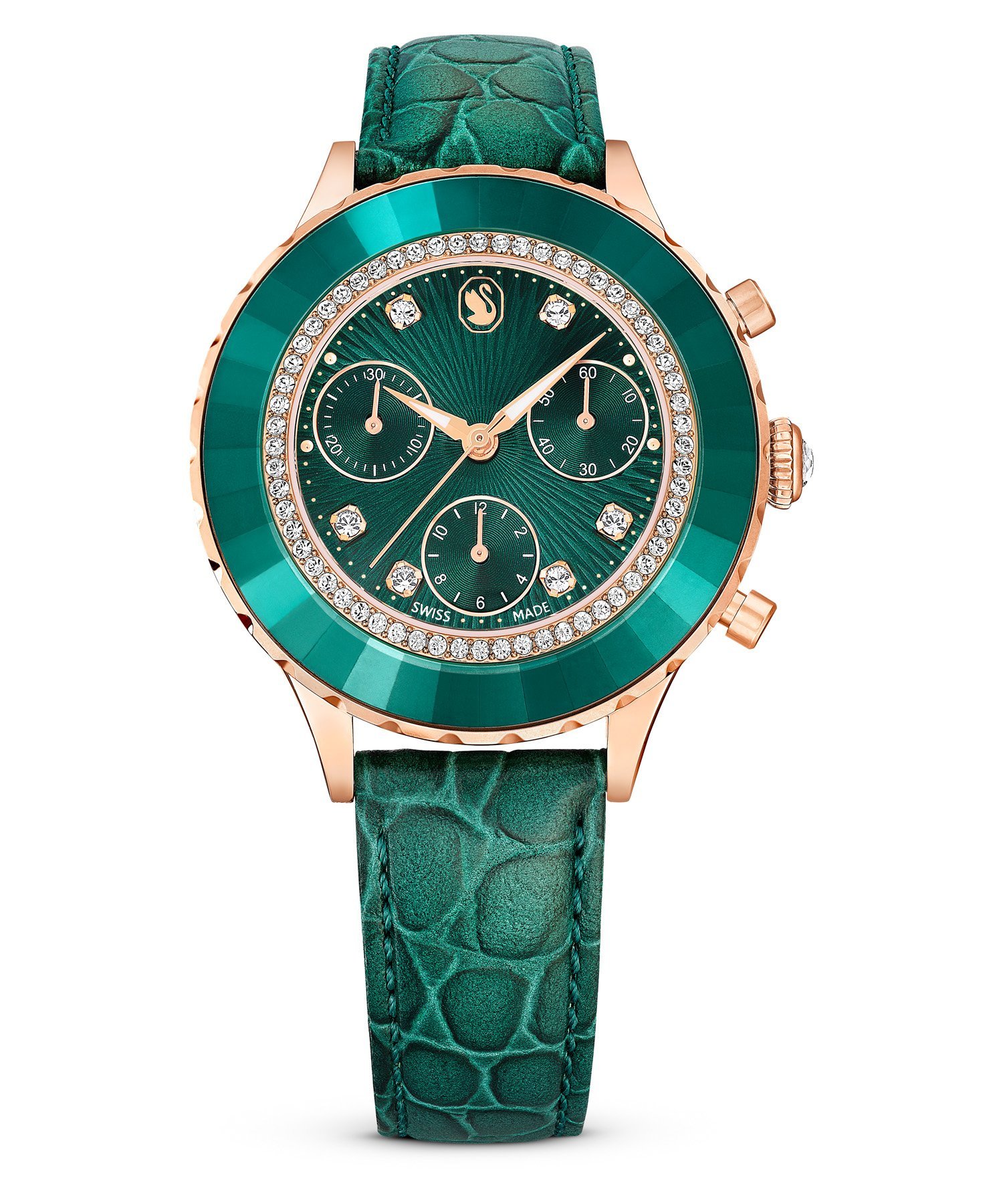 楽天Rakuten FashionSWAROVSKI 【公式】【スワロフスキー】Octea Chrono ウォッチ レザーストラップ スイス製 スワロフスキー アクセサリー・腕時計 腕時計 グリーン【送料無料】