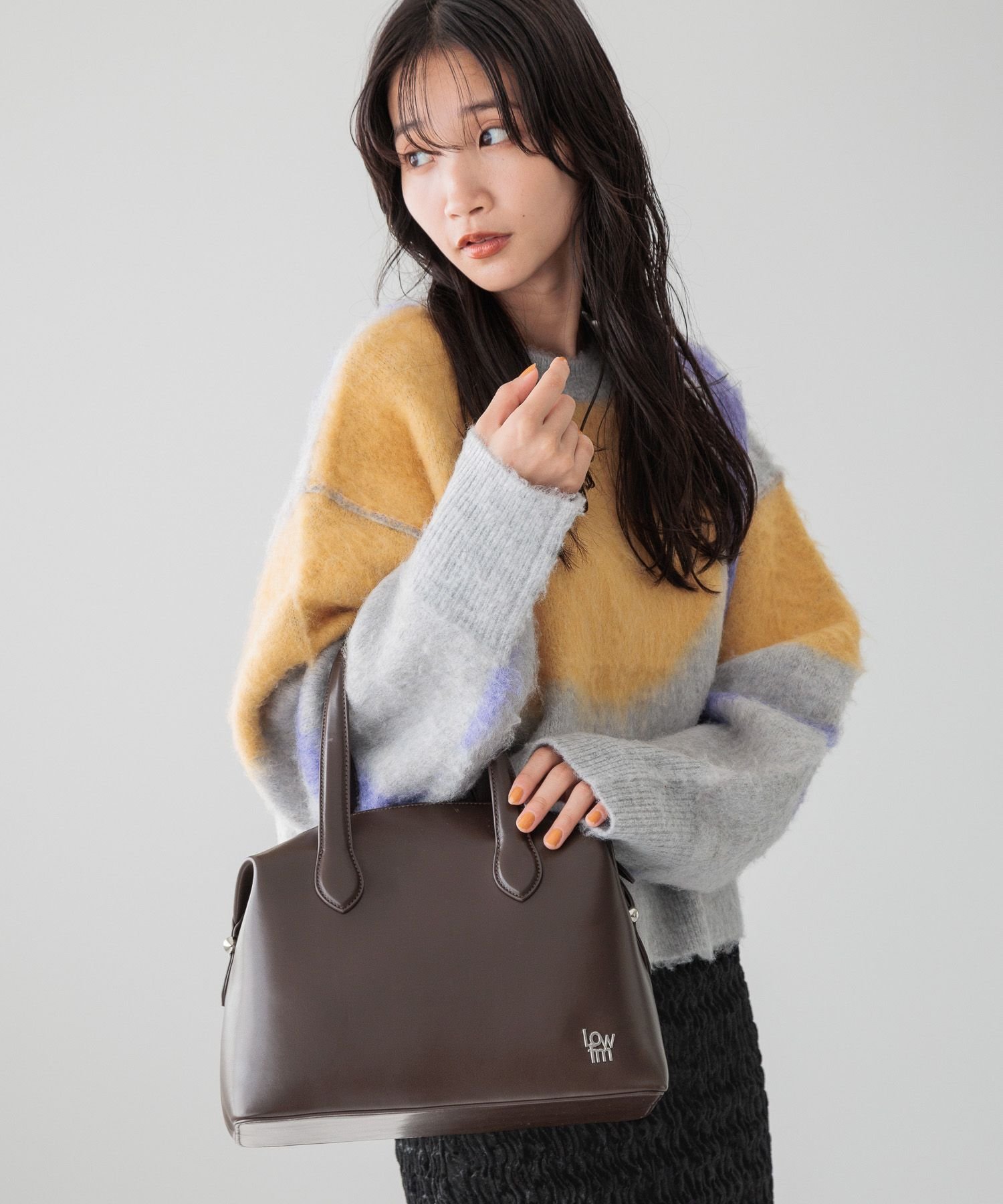 【SALE／30%OFF】LOWRYS FARM LFビックボストンBAG ローリーズファーム バッグ ショルダーバッグ ブラウン ブラック【送料無料】のサムネイル