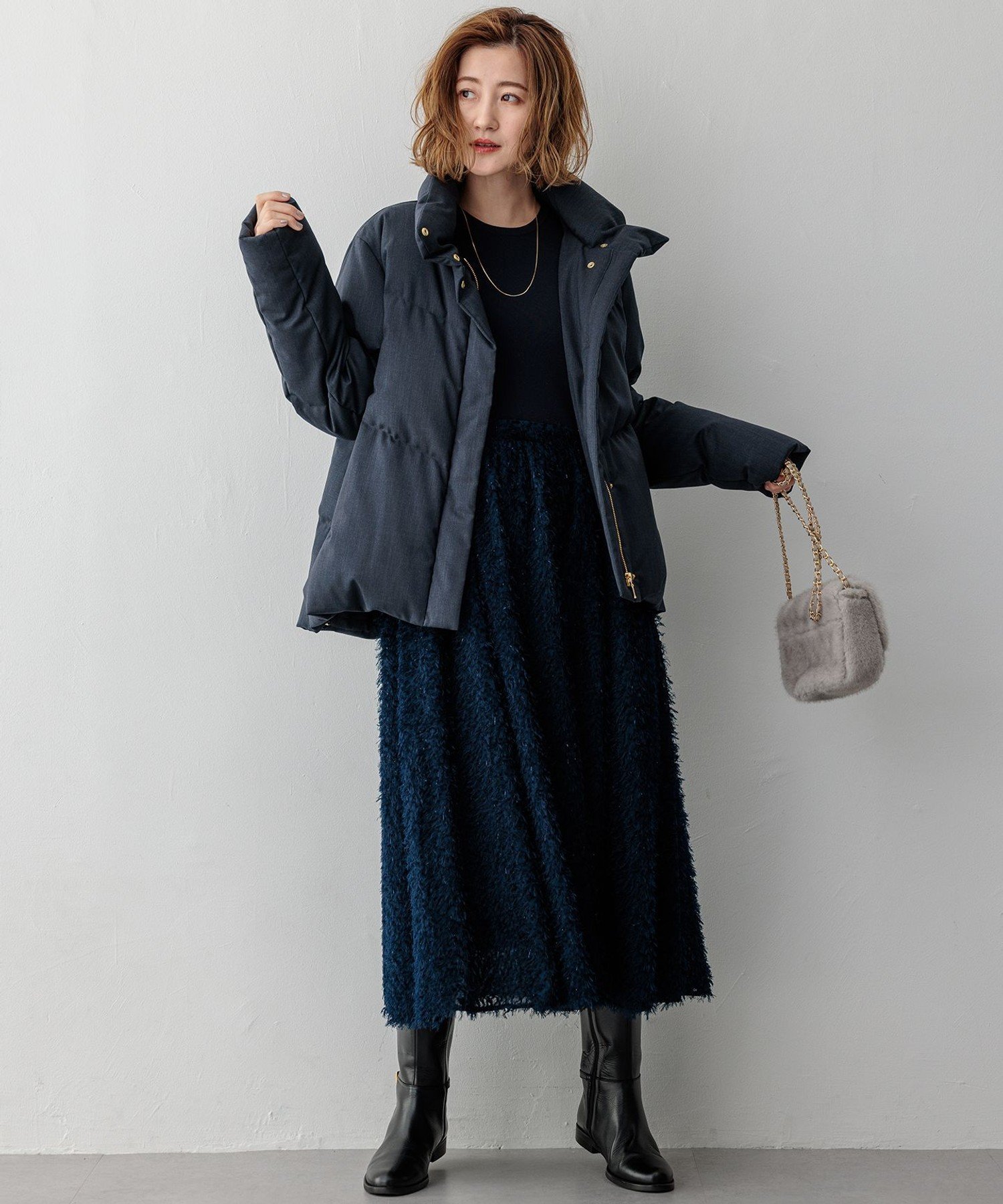 23区 S 【撥水加工】TWツイル ショート ダウンコート ニジュウサンク ジャケット・アウター ダウンジャケット・ダウンベスト ブラック グレー