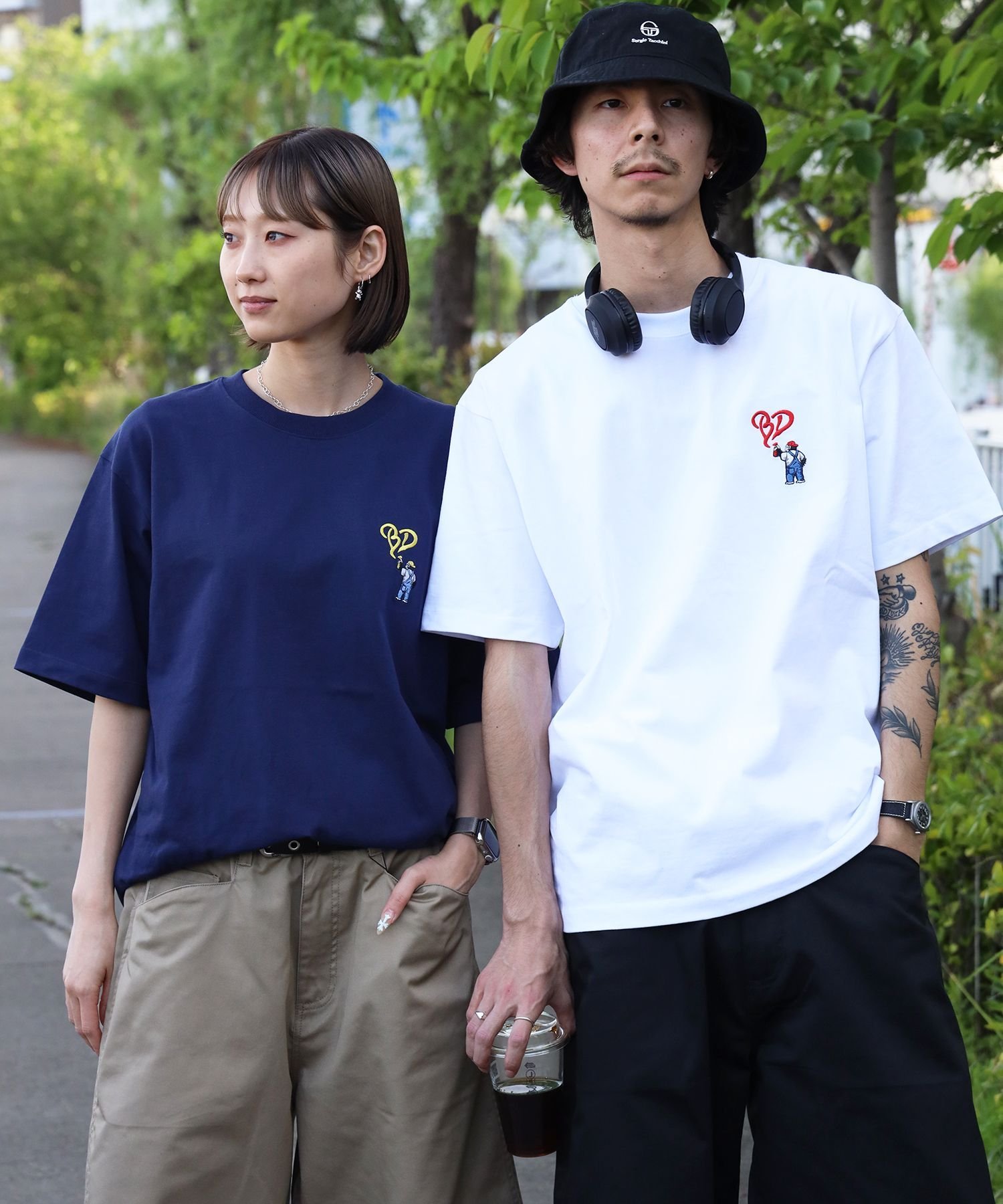 BEN DAVIS / WHITE LABEL 【BEN DAVIS(ベンデイビス)】GORILLA EMB COOL TEE / Tシャツ 接触冷感 半袖 クルーネック ワンポイント 刺繍 ワンポイント ナバル トップス カットソー・Tシャツ ネイビー ベージュ ブラック ホワイト