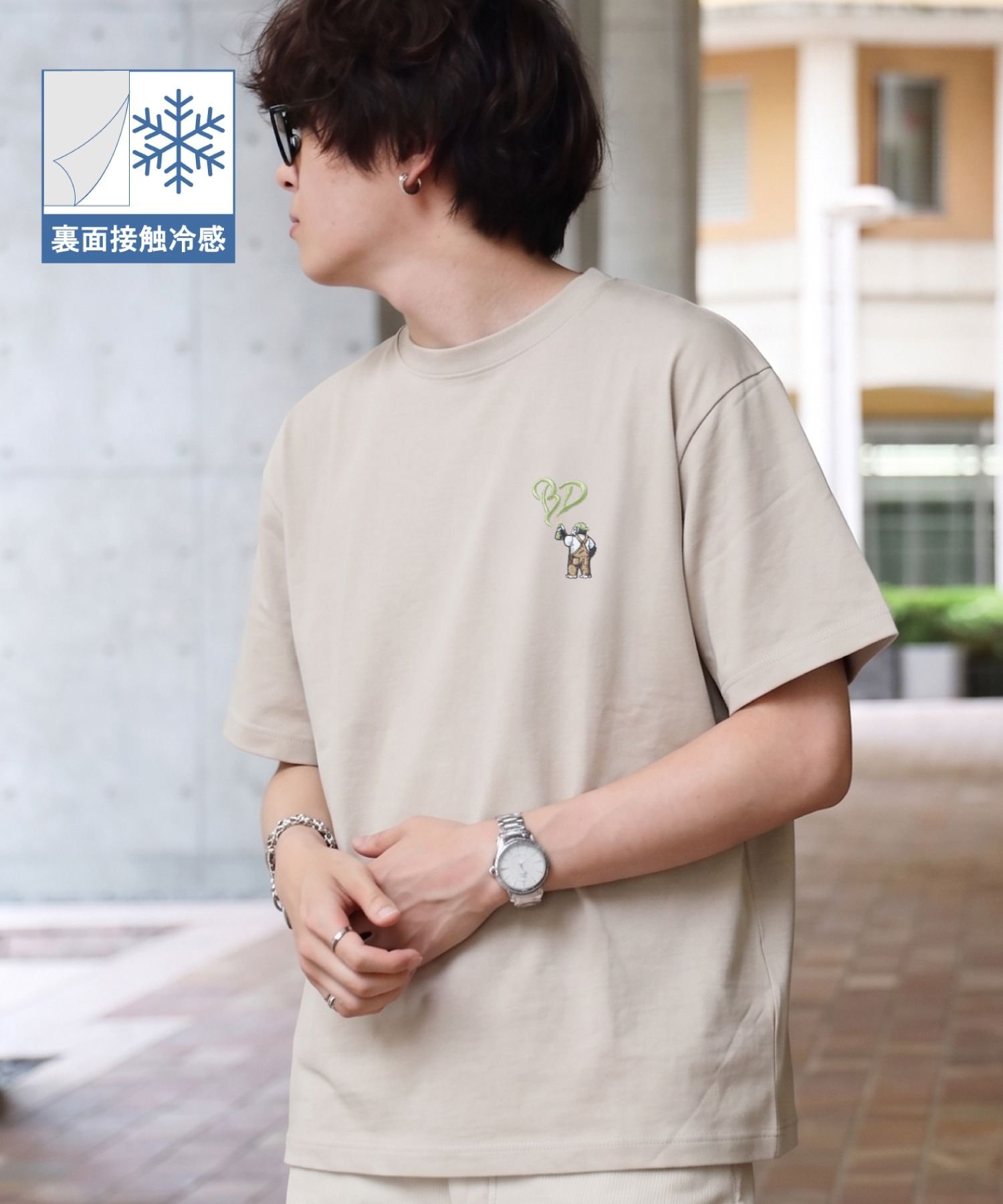 BEN DAVIS / WHITE LABEL 【BEN DAVIS(ベンデイビス)】GORILLA EMB COOL TEE / Tシャツ 接触冷感 半袖 クルーネック ワンポイント 刺繍 ワンポイント ナバル トップス カットソー・Tシャツ ネイビー ベージュ ブラック ホワイト