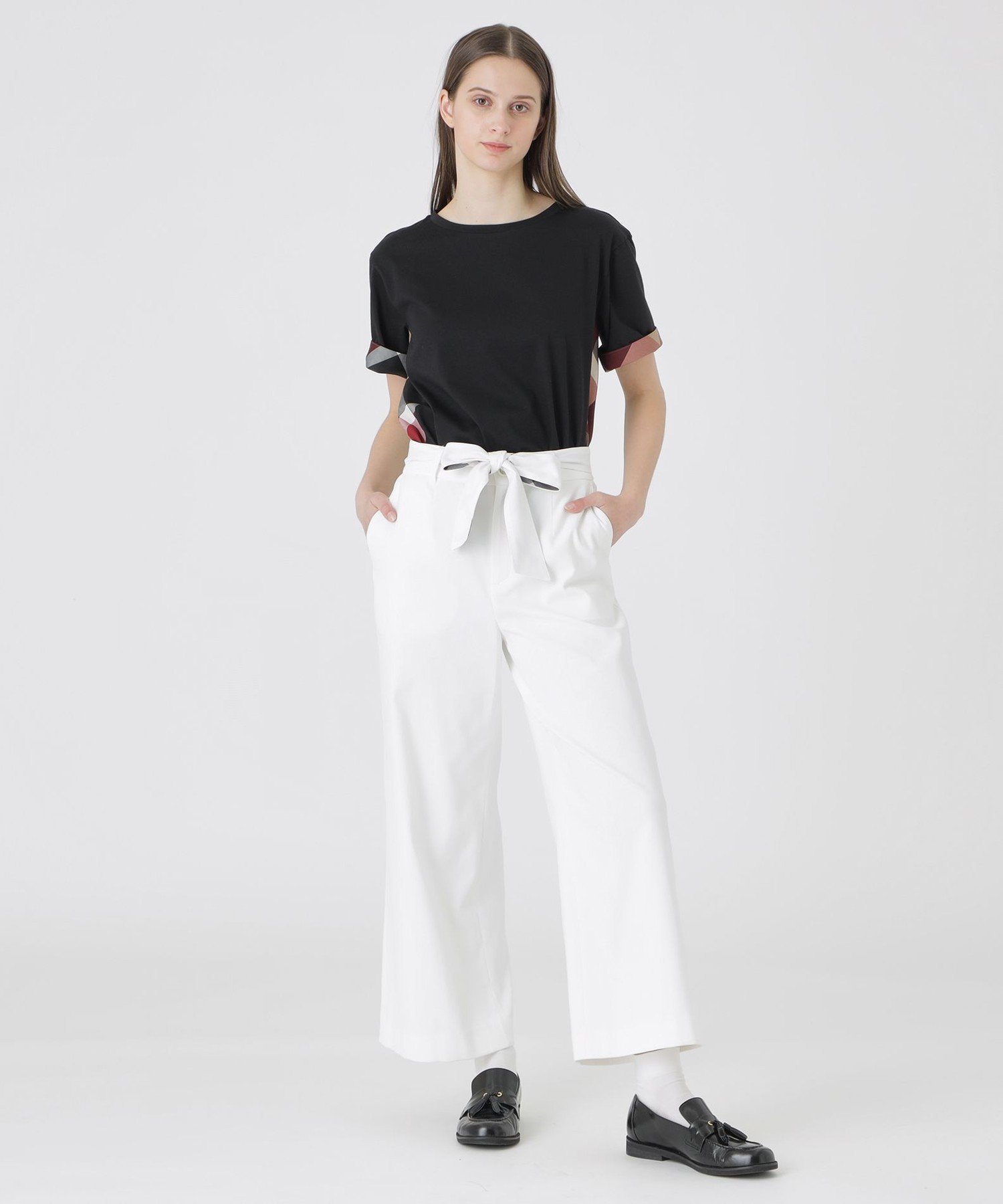 【接触冷感】【吸水速乾】【UVカット】【防透け】ドライオックスワイドパンツ ブルーレーベル / ブラックレーベル・クレストブリッジ パンツ その他のパンツ ホワイト ネイビー