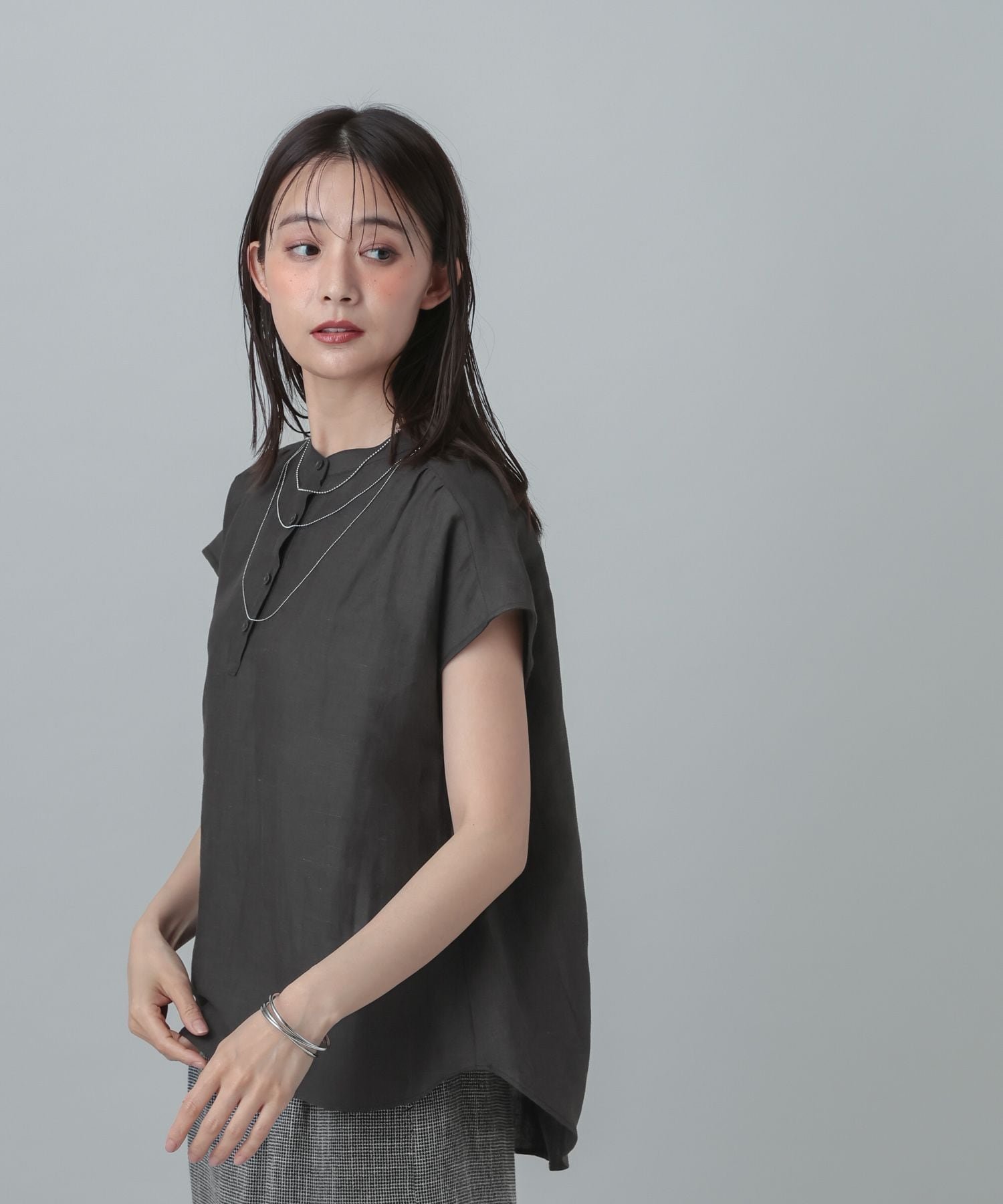 【SALE／40%OFF】GLOBAL WORK MATINEE LINE/ラミーフレンチSLシャツ/678456 グローバルワーク トップス シャツ・ブラウス ベージュ ブラック stylife-15723365 Rakuten Fashion サンプル画像2