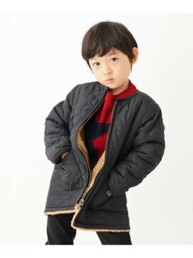 【SALE／58%OFF】THE SHOP TK 【100-150cm】星柄キルト×シープボアノーカラーリバーシブルブルゾン ザ ショップ ティーケー コート/ジャケット ブルゾン ブラック カーキ