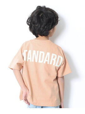 devirock バックロゴプリントTシャツ 男の子 女の子 ベビー ビッグシルエット トップス 半袖 半そで デビロックストア 子供服 キッズ デビロック カットソー Tシャツ ベージュ パープル ブラウン イエロー