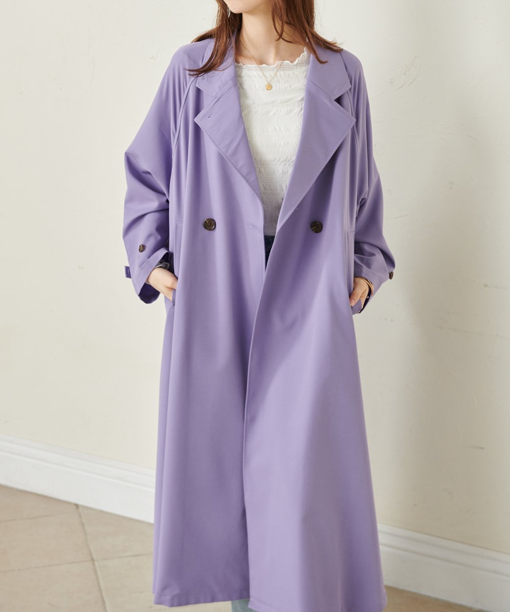 【SALE/20%OFF】Ranan バックギャザーオーバートレンチコート ラナン ジャケット・アウター トレンチコート ブラウン パープル【送料無料】