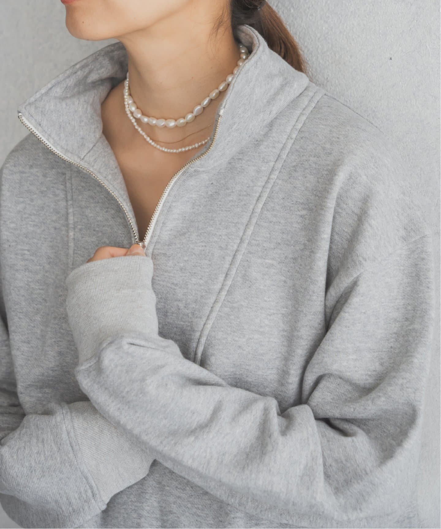 IENA LIENハーフジップスウェット イエナ トップス スウェット・トレーナー グレー【送料無料】のサムネイル