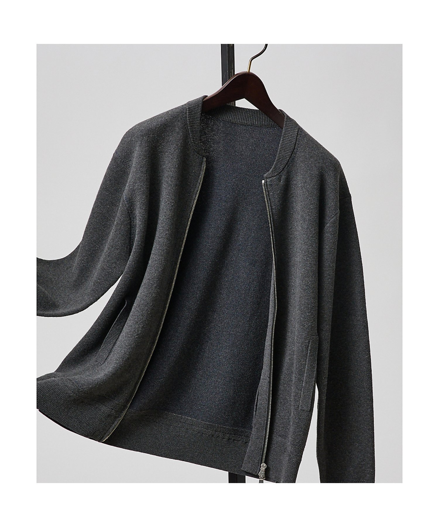 ABAHOUSE LASTWORD 【ニットスウェット】ハイショクステッチ ニットブルゾン/ クルーカーディガン アバ..