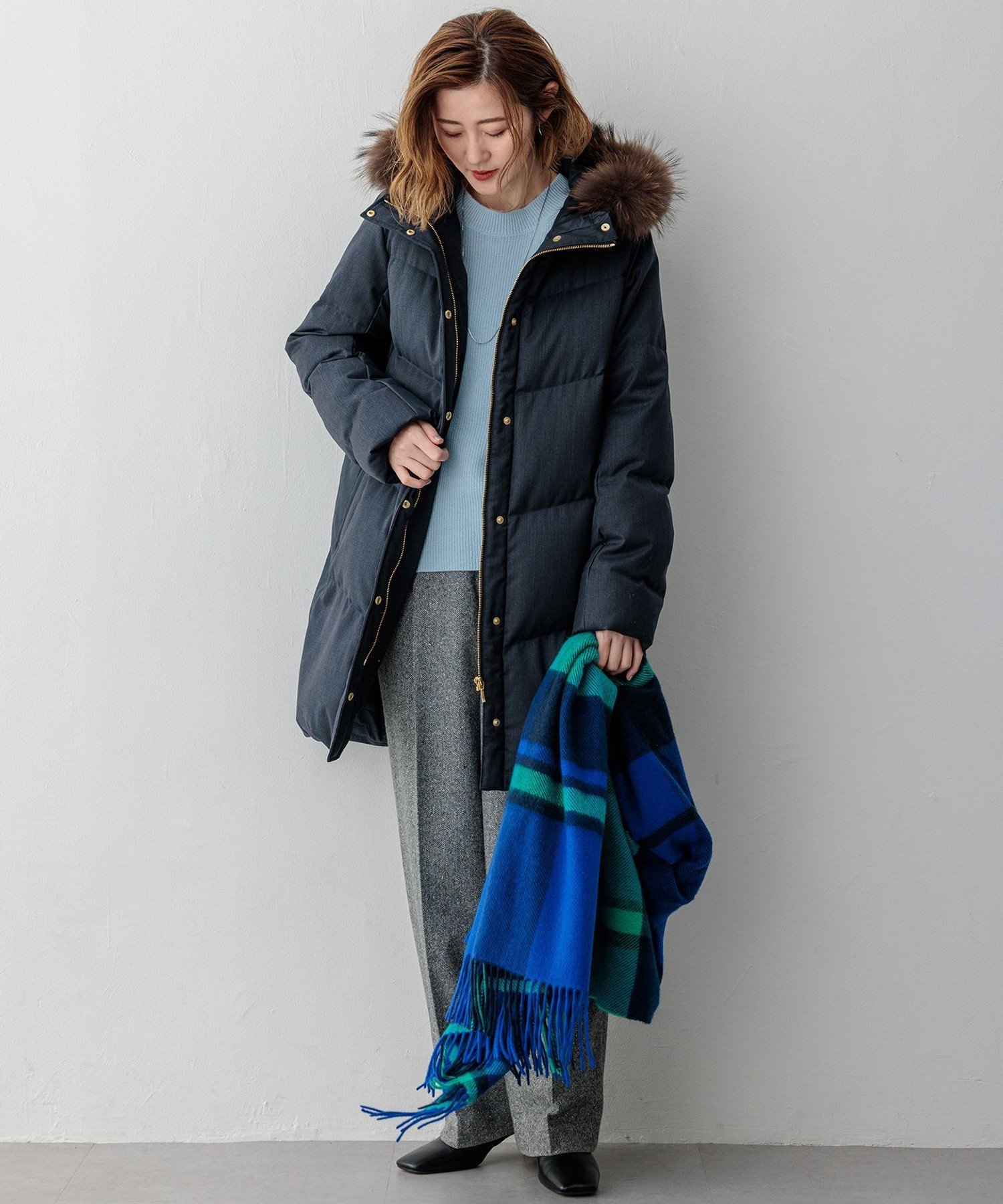 23区 S 【撥水加工】TWツイル ロングダウンコート ニジュウサンク ジャケット・アウター ダウンジャケット・ダウンベスト ブラック グレー