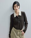 ADAM ET ROPE' FEMME 【WEB限定】ロングスリーブポロシャツ アダムエロペ トップス ポロシャツ ブラック【送料無料】