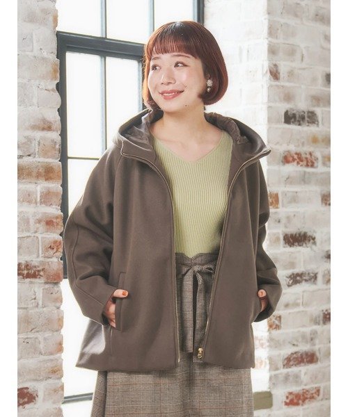 Re-J&SUPURE フェイクウールジップアップショートジャケット リジェイアンドスプル ジャケット・アウター その他のジャケット・アウター ブラウン【送料無料】