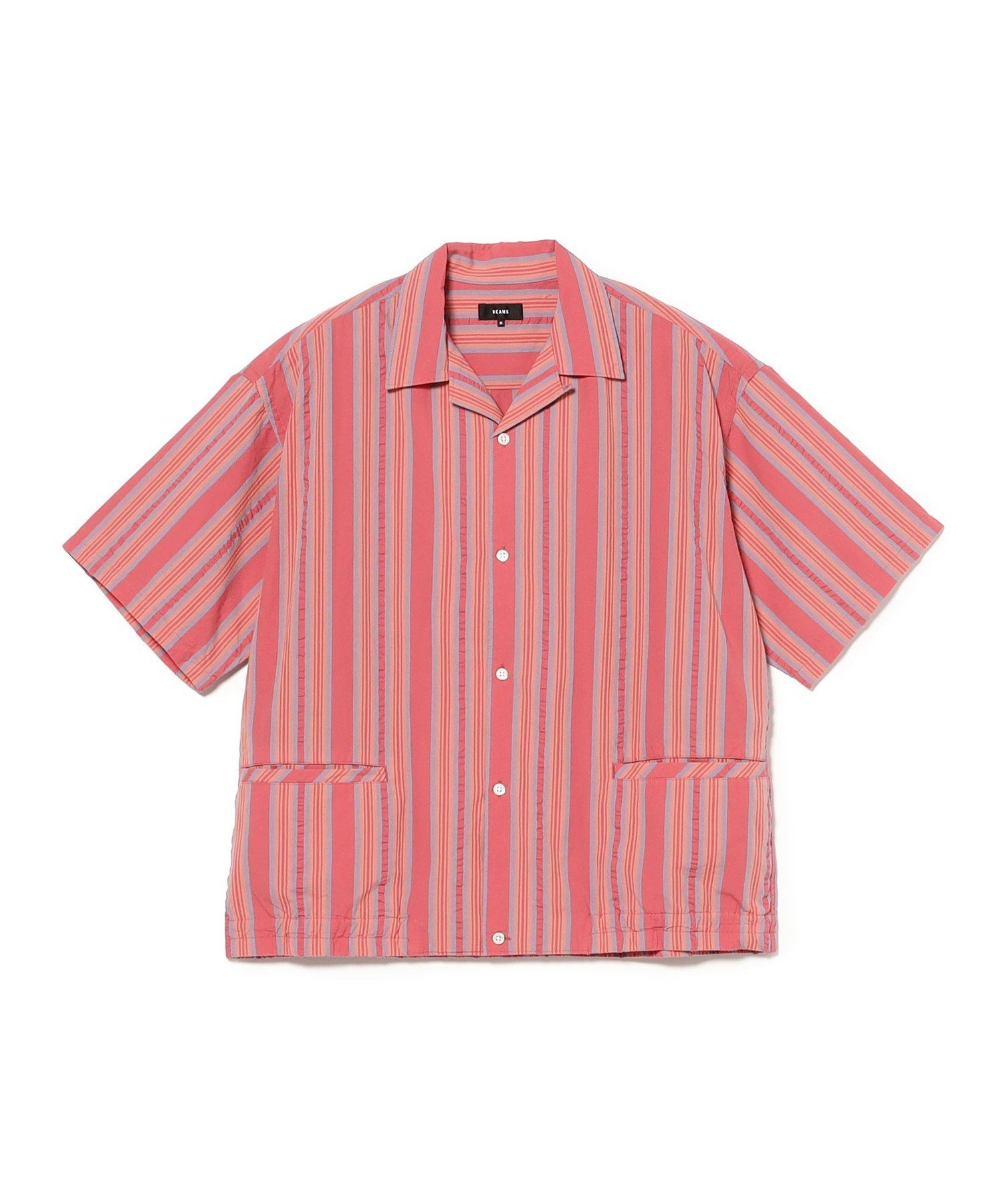 BEAMS マルチ ストライプ オープンカラーシャツ【ワイドフィット】 ビームス メン トップス シャツ・ブラウス レッド グリーン【送料無料】