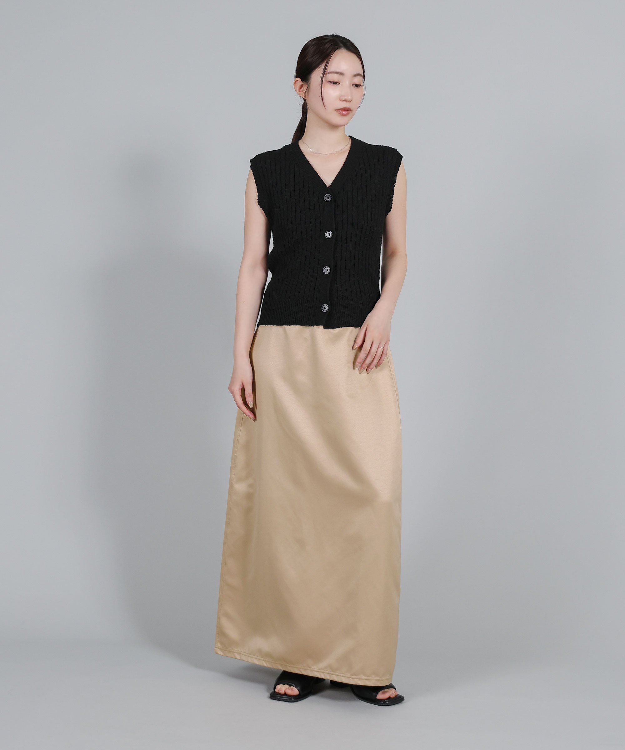 SELECT MOCA 【Et】Matte Satin I-line Long Skirt セレクトモカ スカート ロング・マキシスカート